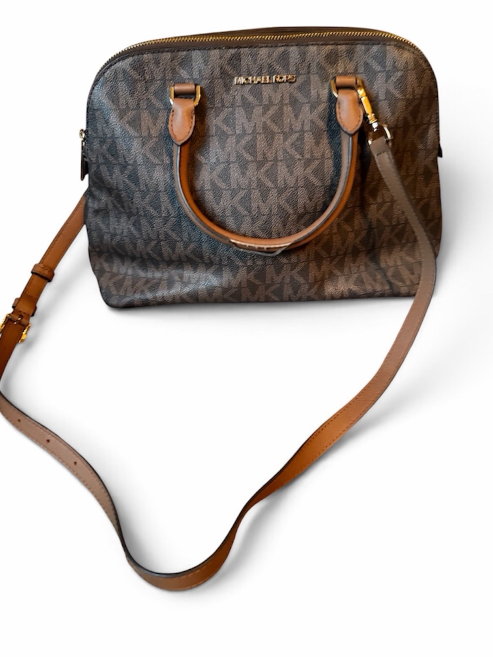 Michael Kors Brown Logo Dome Crossbody Satchel